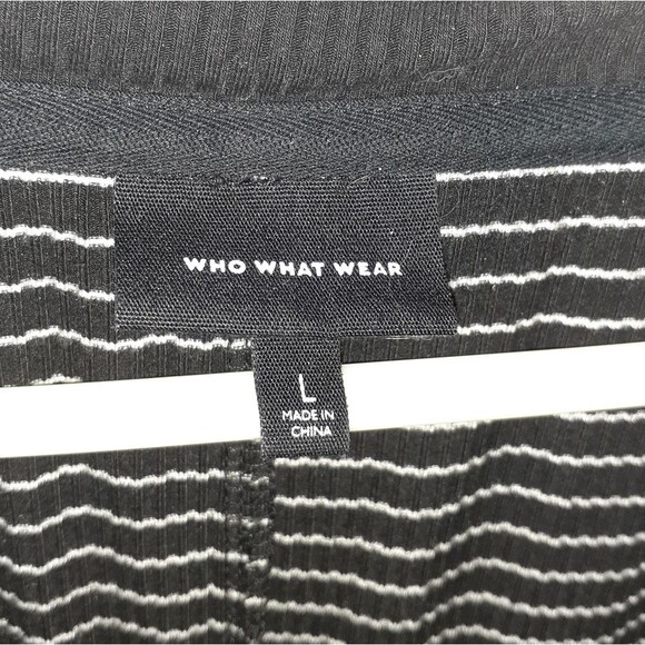 Who what wear dress black white striped dress large l casual soft rayon stretchy - Picture 3 of 7